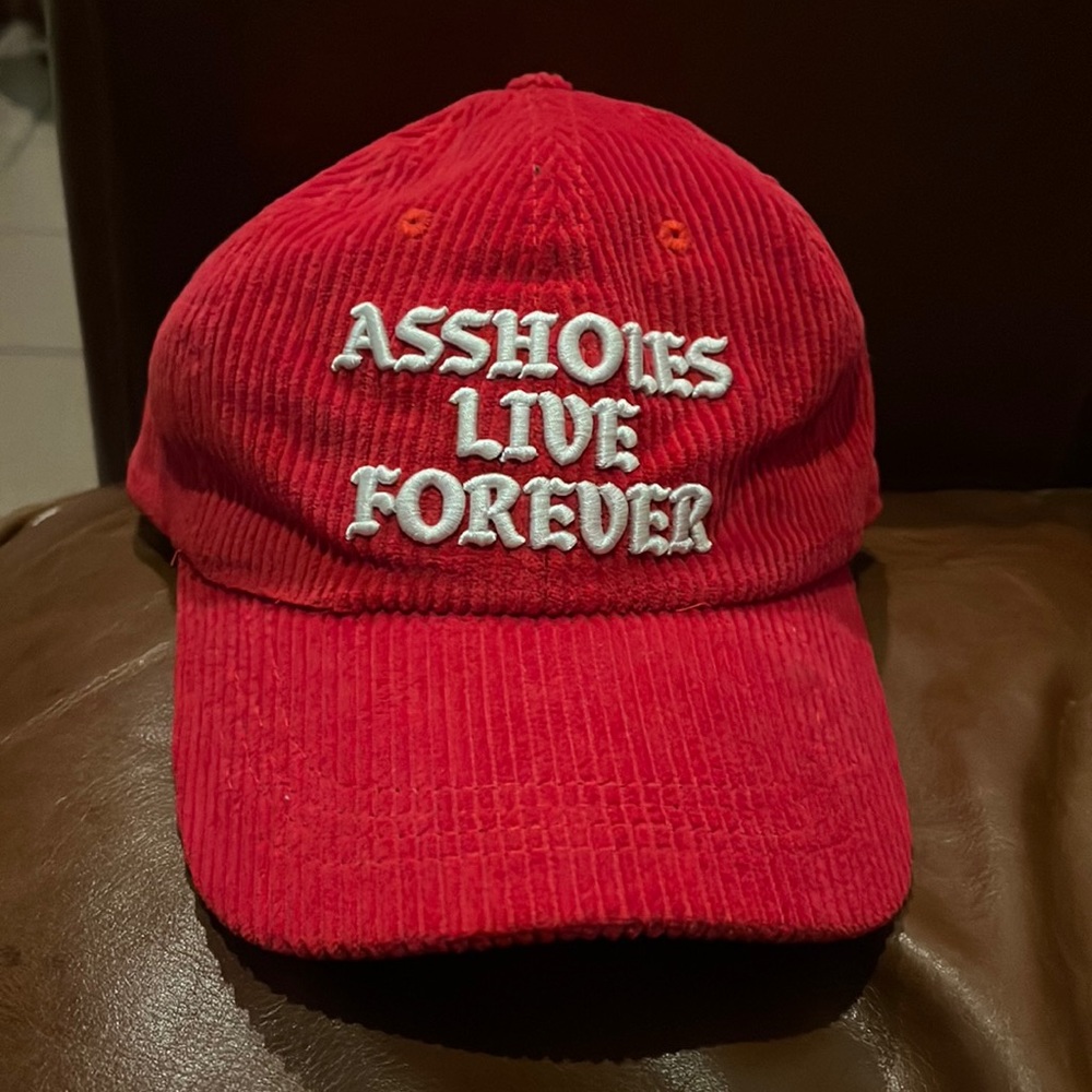 Assholes Live Forever Adjustable Cap Corduroy Red